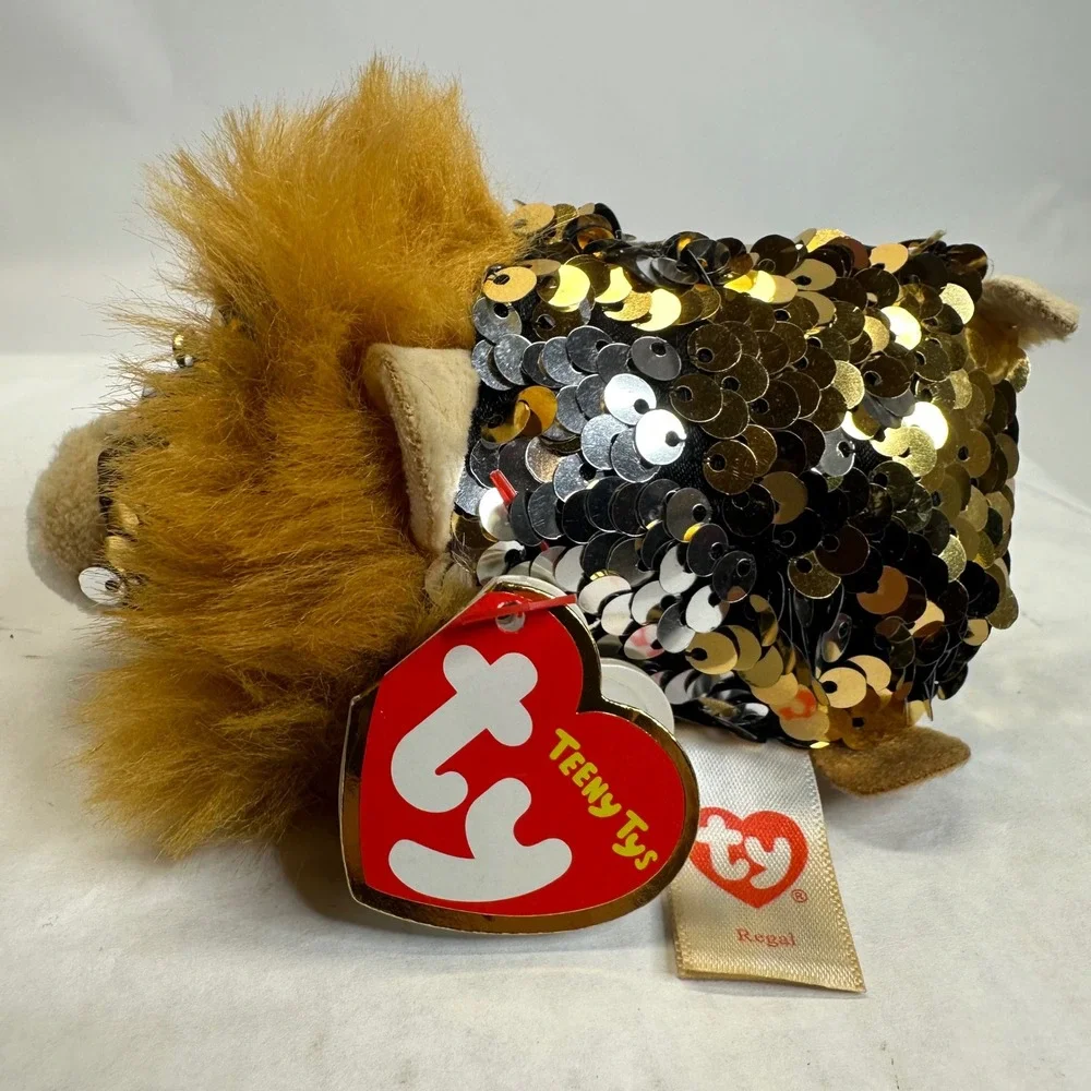 Ty Teeny Tys Regal the‎ Lion Gold Silver Reversible Sequin Plush Toy NWT